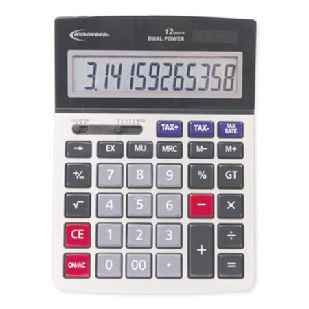 Innovera® 15975 Large Display Calculator, Dual Power, 12-Digit LCD Display