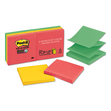 Post-it® Pop-up Notes Super Sticky Pop-up 3 x 3 Note Refill, Marrakesh, 90 Notes/Pad, 6 Pads/Pack