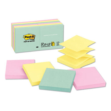 Post-it® Pop-up Notes Original Pop-up Refill, 3 x 3, Assorted Marseille Colors, 100-Sheet, 12/Pack