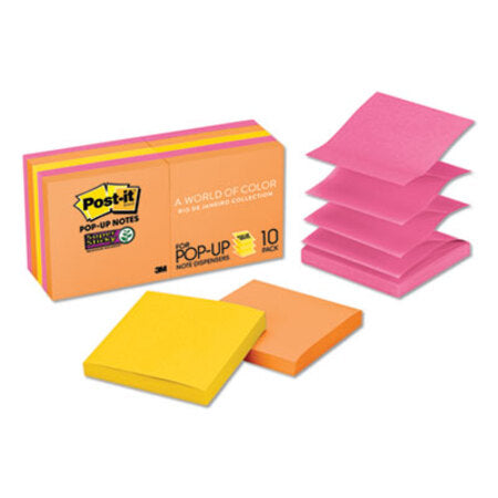 Post-it® Pop-up Notes Super Sticky Pop-up 3 x 3 Note Refill, Rio de Janeiro, 90 Notes/Pad, 10 Pads/Pack