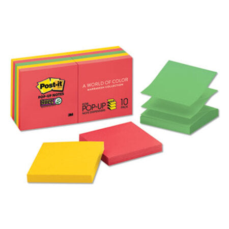 Post-it® Pop-up Notes Super Sticky Pop-up 3 x 3 Note Refill, Marrakesh, 90 Notes/Pad, 10 Pads/Pack