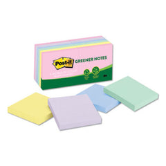 Post-it® Greener Notes Recycled Note Pads, 3 x 3, Assorted Helsinki Colors, 100-Sheet, 12/Pack