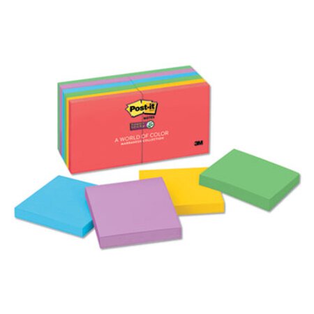 Post-it® Notes Super Sticky Pads in Marrakesh Colors, 3 x 3, 90-Sheet, 12/Pack