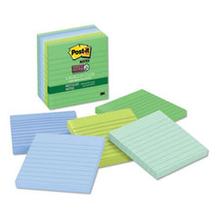 Post-it® Notes Super Sticky Recycled Notes in Bora Bora Colors, Lined, 4 x 4, 90-Sheet, 6/Pack