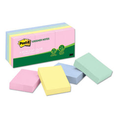 Post-it® Greener Notes Recycled Note Pads, 1.38 x 1.88, Assorted Helsinki Colors, 100-Sheet, 12/Pack