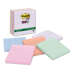 Post-it® Notes Super Sticky Recycled Notes in Bali Colors, Lined, 4 x 4, 90-Sheet, 6/Pack