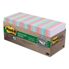 Post-it® Notes Super Sticky Recycled Notes in Bali Colors, 3 x 3, 70-Sheet, 24/Pack
