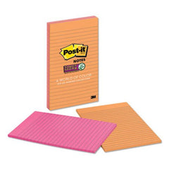 Post-it® Notes Super Sticky Pads in Rio de Janeiro Colors, Lined, 5 x 8, 45-Sheet Pads, 4/Pack
