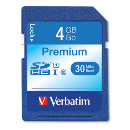 Verbatim® 4GB Premium SDHC Memory Card, UHS-I U1 Class 10, Up to 30MB/s Read Speed