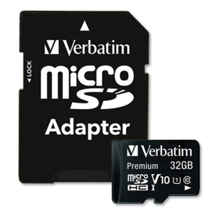 Verbatim® 32GB Premium microSDHC Memory Card with Adapter, Up to 90MB/s Read Speed