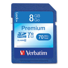 Verbatim® 8GB Premium SDHC Memory Card, UHS-1 V10 U1 Class 10, Up to 70MB/s Read Speed