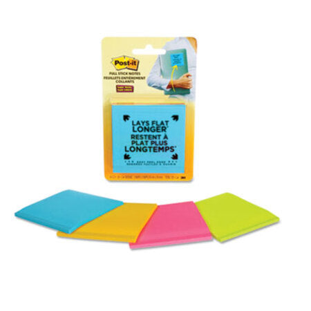 Post-it® Notes Super Sticky Full Stick Notes, 3 x 3, Assorted Rio de Janeiro Colors, 25 Sheets/Pad, 4/Pack