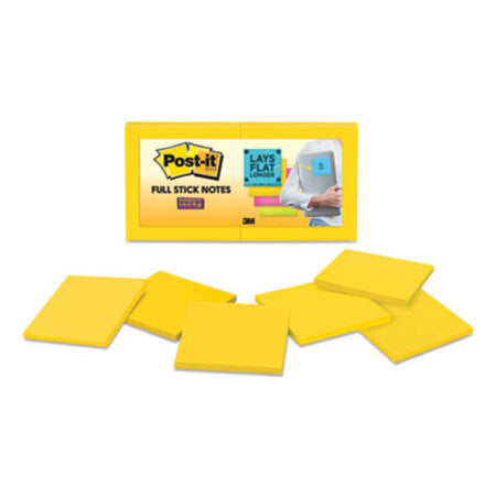 Post-it® Notes Super Sticky Full Stick Notes, 3 x 3, Electric Yellow, 25 Sheets/Pad, 12/Pack