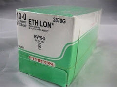 Suture with Needle Ethilon Nonabsorbable Uncoated Black Suture Monofilament Nylon Size 10 - 0 5 Inch Suture 1-Needle 3.8 mm Length 3/8 Circle Taper Point Needle