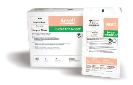 Ansell Surgical Glove ENCORE® HydraSoft® Size 7 Sterile Pair Latex Extended Cuff Length Smooth Ivory Not Chemo Approved - M-613470-2376 - Case of 4