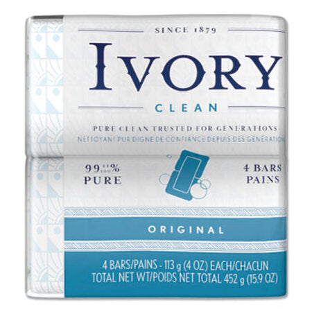 Ivory® Bar Soap, Original Scent, 4 oz, 4/Pack, 18 Packs/Carton