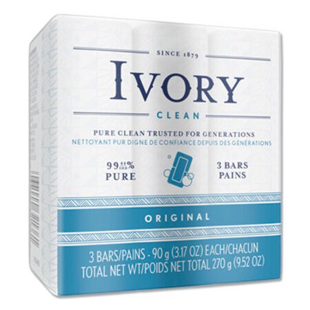 Ivory® Individually Wrapped Bath Soap, Original Scent, 3.1 oz Bar, 72/Carton