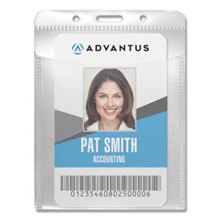 Advantus PVC-Free Badge Holders, Vertical, 3.5 x 5.13, Clear, 50/Pack