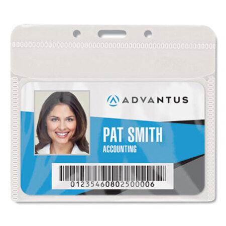 Advantus PVC-Free Badge Holders, Horizontal, 4.5 x 4, Clear, 50/Pack