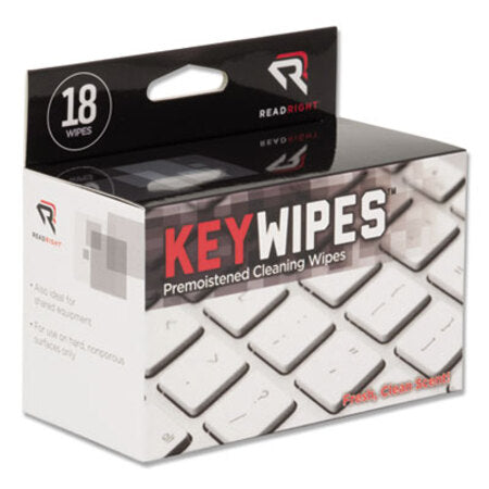 Read Right® KeyWipes Keyboard Wet Wipes, 5 x 6.88, 18/Box