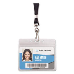 Advantus Resealable ID Badge Holder, Lanyard, Horizontal, 4.13 x 3.75, Clear, 20/Pack