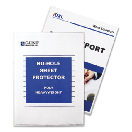C-Line® Top-Load No-Hole Sheet Protectors, Heavyweight, Clear, 2" Capacity, 25/BX