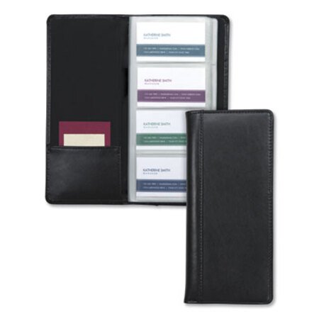 Samsill® Regal Leather Business Card File, 96 Card Capacity, 2 x 3 1/2 Cards, Black