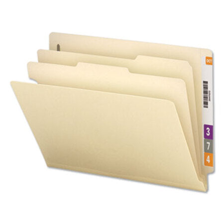 Universal® Six-Section Manila End Tab Classification Folders, 2 Dividers, Letter Size, Manila, 10/Box