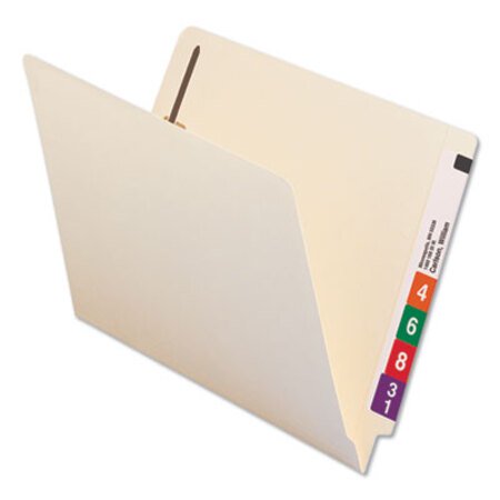 Universal® Reinforced End Tab File Folders with Two Fasteners, Straight Tab, Letter Size, Manila, 50/Box