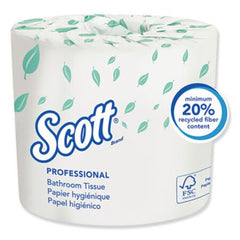 Scott® Essential Standard Roll Bathroom Tissue, Traditional, Septic Safe, 2 Ply, White, 550 Sheets/Roll, 20 Rolls/Carton