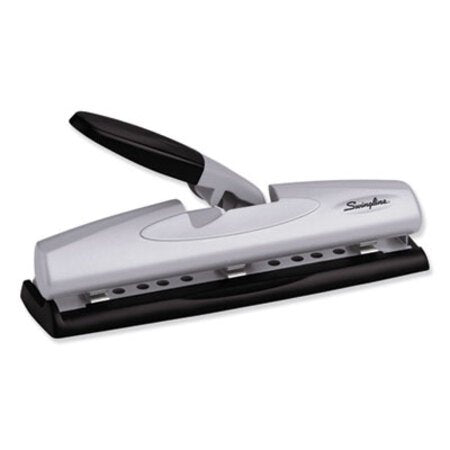 Swingline® 12-Sheet LightTouch Desktop Two-to-Three-Hole Punch, 9/32" Holes, Black/Silver