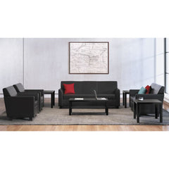 HON® Circulate Leather Reception Three-Cushion Sofa, 73w x 28.75d x 32h, Black