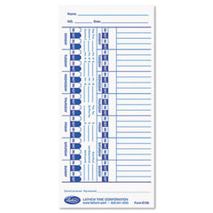 Lathem® Time Time Card for Lathem Models 900E/1000E/1500E/5000E, White, 100/Pack