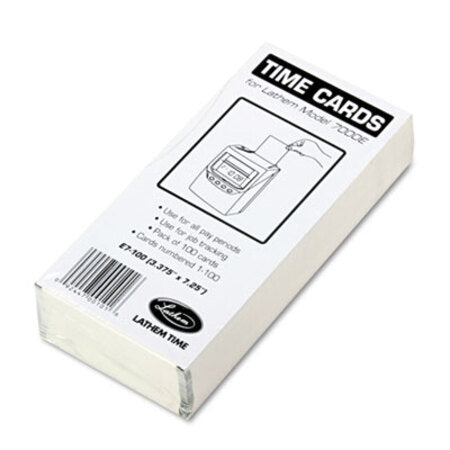 Lathem® Time Time Card for Lathem Model 7000E, Numbered 1-100, Two-Sided, 100/Pack