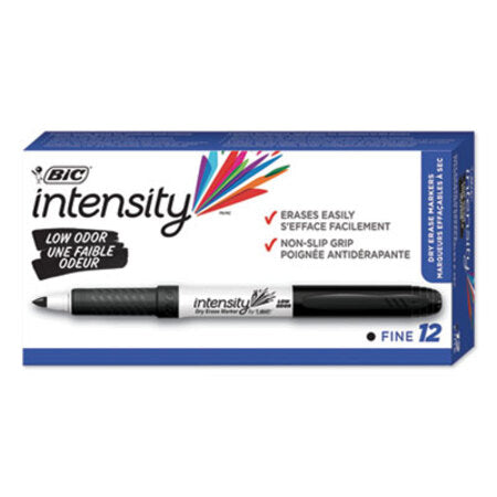 Bic® Intensity Low Odor Dry Erase Marker, Fine Bullet Tip, Black, Dozen