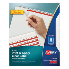 Avery® Print and Apply Index Maker Clear Label Plastic Dividers with Printable Label Strip, 8-Tab, 11 x 8.5, Translucent, 1 Set