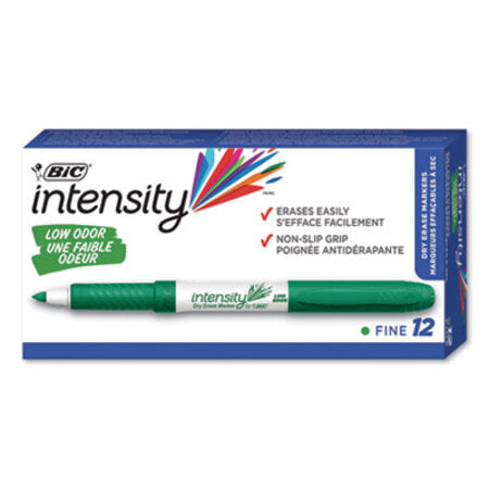 Bic® Intensity Low Odor Dry Erase Marker, Fine Bullet Tip, Green, Dozen