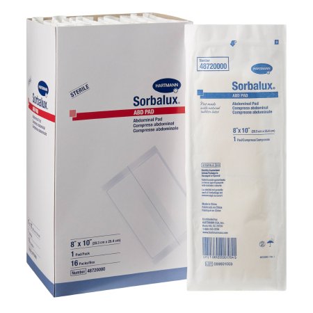 Hartmann Abdominal Pad Sorbalux® ABD Nonwoven Cellulose 1-Ply 8 X 10 Inch Rectangle Sterile
