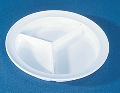 Alimed Partitioned Plate Inner Lip™ White Reusable Melamine 8-3/4 Inch Diameter