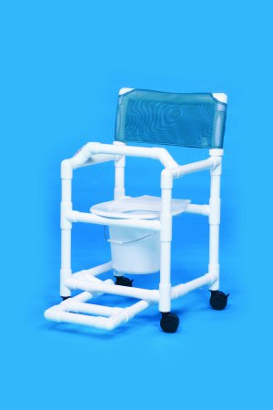 IPU Commode / Shower Chair Standard Fixed Arm PVC Frame Mesh Back 17-1/4 Inch Seat Width