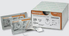 Suture with Needle Monosyn® Absorbable Uncoated Violet Suture Monofilament Glyconate Size 3 - 0 70 cm Suture 1-Needle 37 mm Length 1/2 Circle Round Bodied Needle with Taper Point