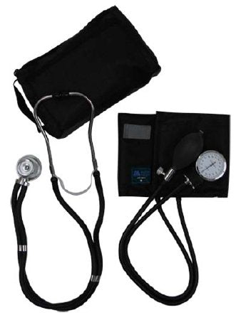 Mabis Healthcare Aneroid Sphygmomanometer Combo Kit Pocket Style Hand Held Adult Size Nylon Cuff 31 Inch Stethoscope Tube Sprague Rappaport Stethoscope
