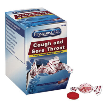 PhysiciansCare® Cough and Sore Throat, Cherry Menthol Lozenges, 50 Individually Wrapped per Box