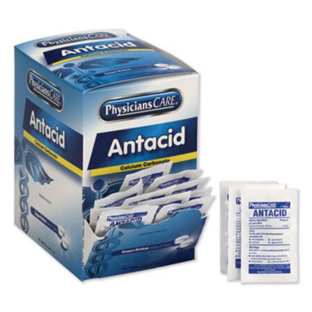 PhysiciansCare® Antacid Calcium Carbonate Medication, Two-Pack, 50 Packs/Box