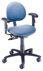 The Brewer Company Task Chair with Arms Millennium Series Pneumatic Height Adjustment 5 Dual-Wheel Nylon Casters Azure Blue