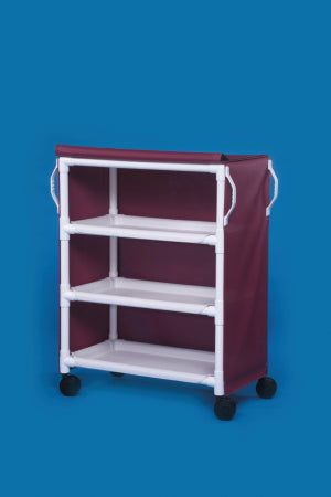 IPU Linen Cart with Cover 3 Shelves PVC 5 Inch Heavy Duty Casters, 2 Locking - M-630716-2317 - Each