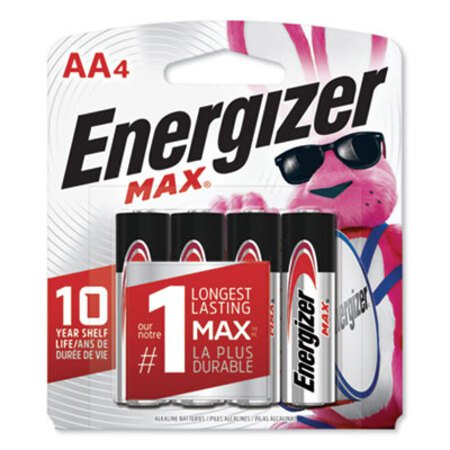 Energizer® MAX Alkaline AA Batteries, 1.5V, 4/Pack