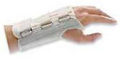 Patterson Medical Supply Wrist Brace Rolyan® Rolyan® D-Ring™ Firm Aluminum / Cotton Right Hand White Large