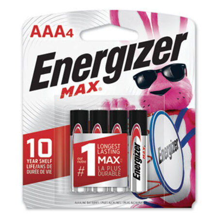 Energizer® MAX Alkaline AAA Batteries, 1.5V, 4/Pack