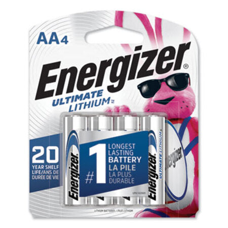 Energizer® Ultimate Lithium AA Batteries, 1.5V, 4/Pack